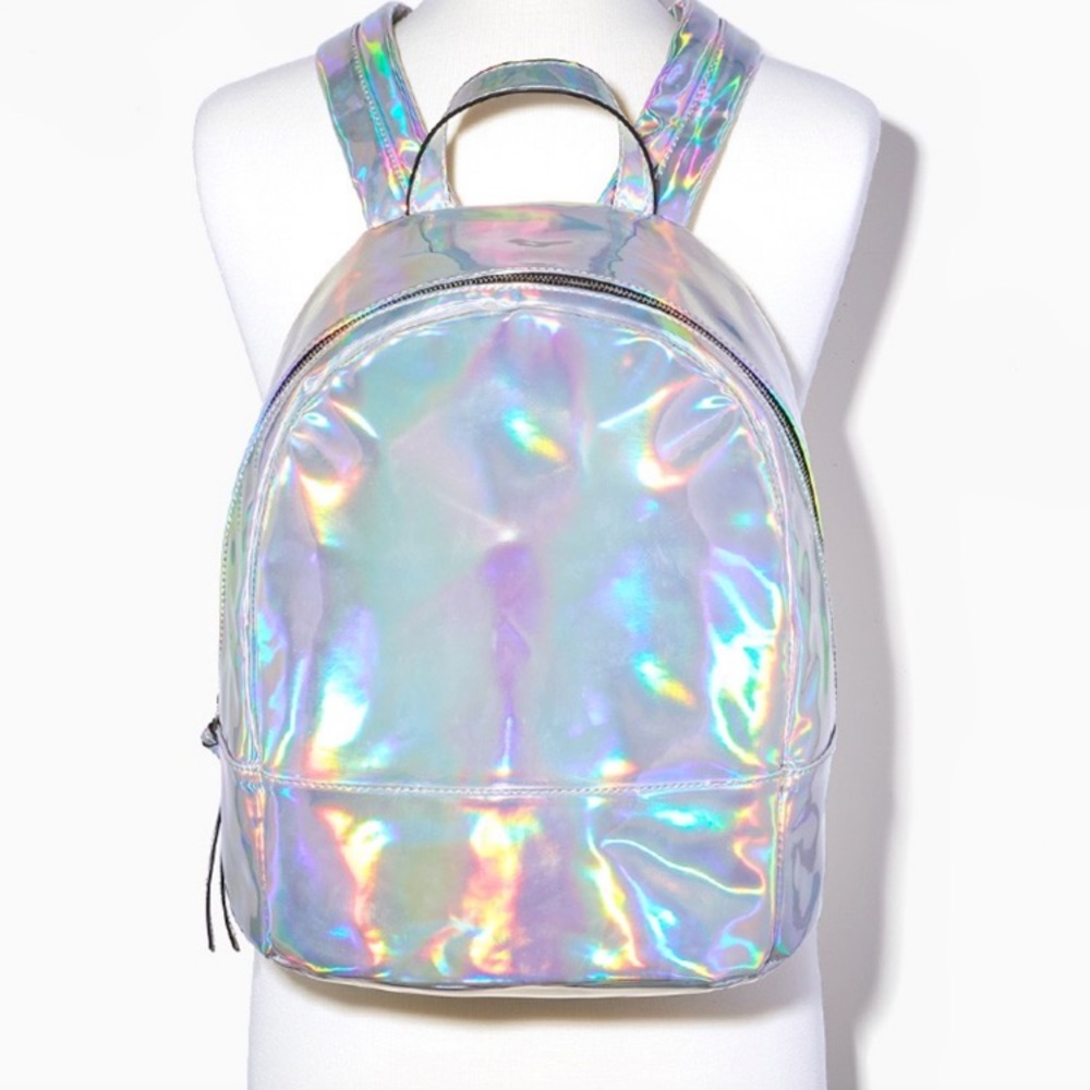 Large iridescent holo holographic backpack bag